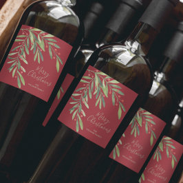 Branch en Berries feestdag kerst Wijn Etiket