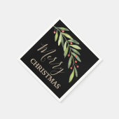 Branch en Berries Merry KerstBlack Servet (Hoek)