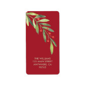 Branch en Berries Red Christmas Retouradres Etiket (Voorkant)