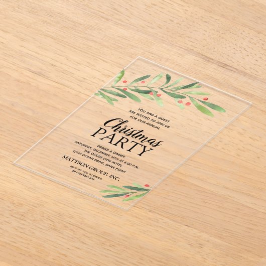 Branch en bessen kerstfeest acryl uitnodigingen (Laagn)