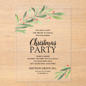 Branch en bessen kerstfeest acryl uitnodigingen (Voorkant)