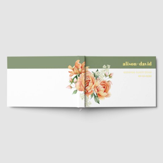 Branch en perzik Frose Flowers bloemenbruiloft fol Gastenboek (Volledig)