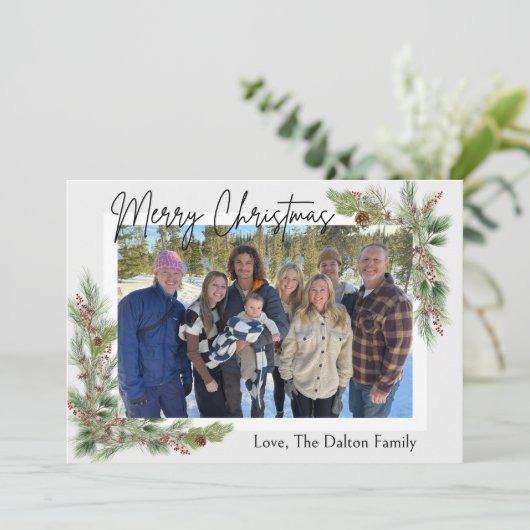 Branch en Pinecone Kerstkaart (Staand voorkant)