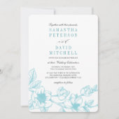 Branch Floral Magnolia | Bleek blauw | Weddenschap Kaart (Voorkant)