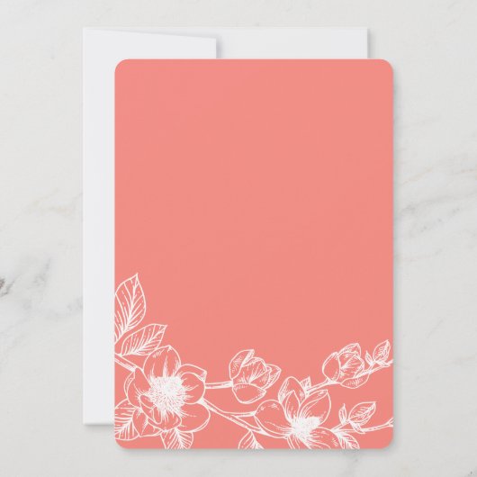 Branch Floral Magnolia | Koraal | Weddenschap Kaart (Achterkant)