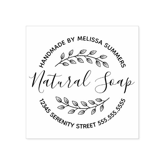 Branch Leaves Wreater Natural Soap Rubberstempel (Afrduk)