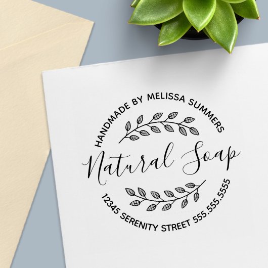 Branch Leaves Wreath Natural Soap Zelfinktende Stempel