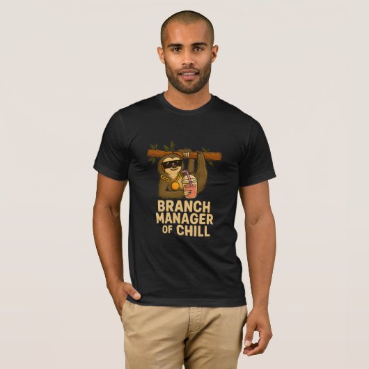 Branch Manager of Chill – Funny Sloth with Sunglas T-shirt (Voorkant volledig)