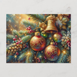 Branch met kerstdecoratie briefkaart