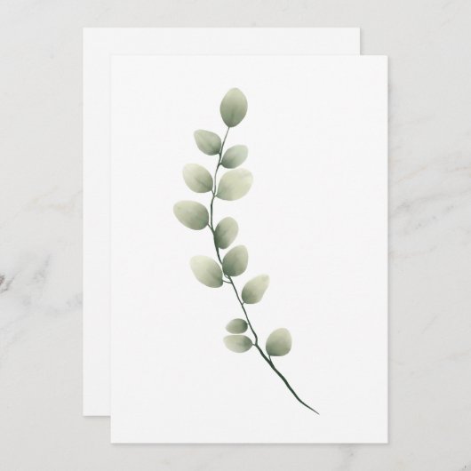 Branch met lichtgroene bladeren in Waterverf stijl Feestdagenkaart (Voorkant / Achterkant)