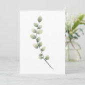 Branch met lichtgroene bladeren in Waterverf stijl Feestdagenkaart (Staand voorkant)