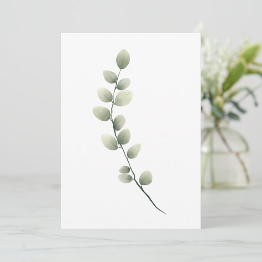 Branch met lichtgroene bladeren in Waterverf stijl Feestdagenkaart (Staand voorkant)