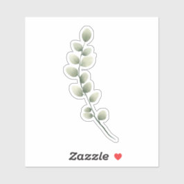 Branch met lichtgroene bladeren in Waterverf stijl Sticker