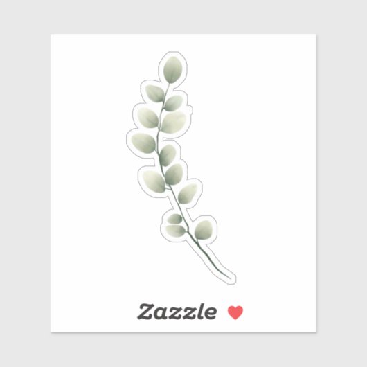Branch met lichtgroene bladeren in Waterverf stijl Sticker (Vel)