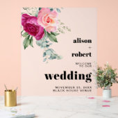 Branch met roze roos bevroren WELKOM bruiloft Acryl Bord (Huwelijk)