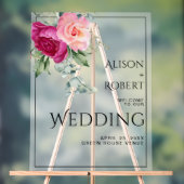 Branch met roze roos doorschijnend WELKOM bruiloft Acryl Bord (Neutraal)