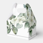 Branch met witte bloemen zwarte typografie bruilof bedankdoosjes (Achterkant)