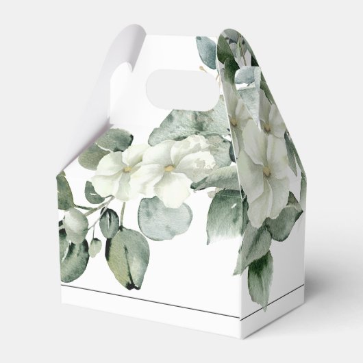 Branch met witte bloemen zwarte typografie bruilof bedankdoosjes (Achterkant)