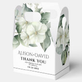 Branch met witte bloemen zwarte typografie bruilof bedankdoosjes (Geopend)