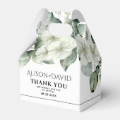 Branch met witte bloemen zwarte typografie bruilof bedankdoosjes (Voorkant Zijde)