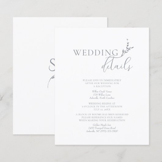 Branch Minimalist Wit & Zilver Wedding Details (Voorkant / Achterkant)