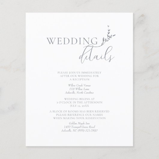 Branch Minimalist Wit & Zilver Wedding Details (Voorkant)