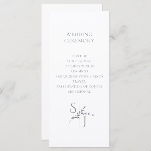 Branch Minimalistisch Wit & Zilver Wedding Program (Voorkant / Achterkant)