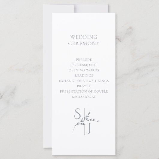 Branch Minimalistisch Wit & Zilver Wedding Program (Voorkant)