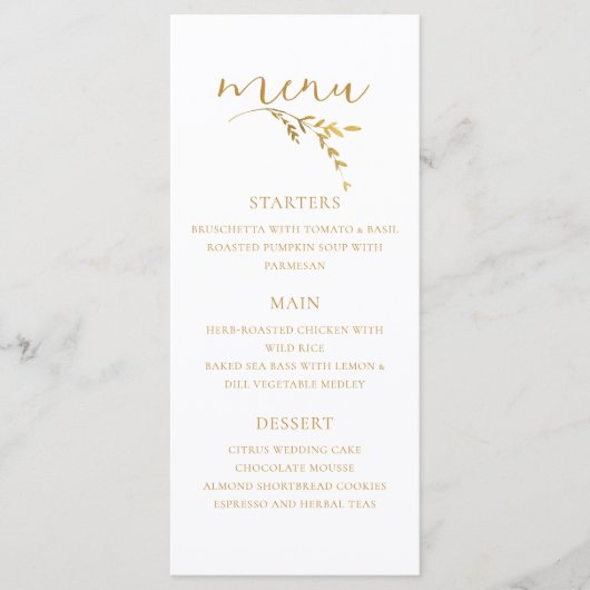 Branch Minimalistische Witte en Gouden Moderne Huw Menu (Voorkant)