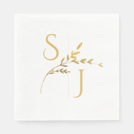 Branch Minimalistische Witte en Gouden Moderne Huw Servet