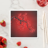 Branch of Cherry Blossom on Red Background Paper Servet (Insitu)