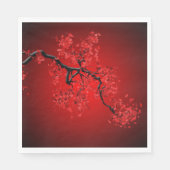 Branch of Cherry Blossom on Red Background Paper Servet (Voorkant)