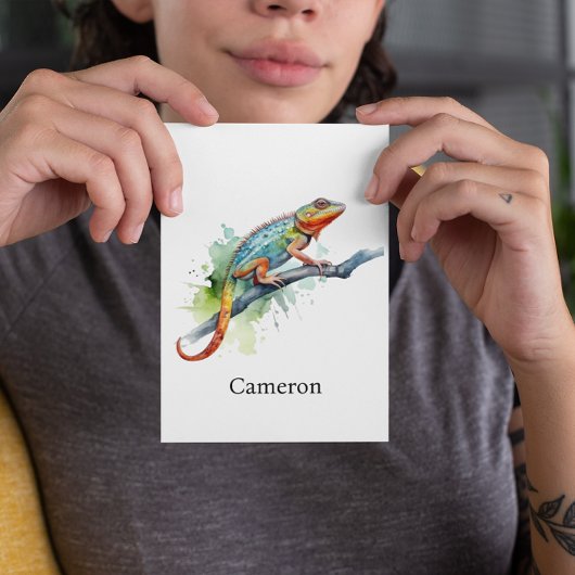 Branch of Colors: Chameleon Art, op maat Briefkaart