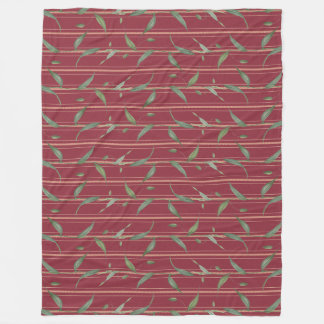 Branch of leaves on red wallpaper fleece deken