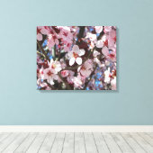 Branch of Pink Blossom Spring Floral Canvas Afdruk (Insitu (Houten vloer))