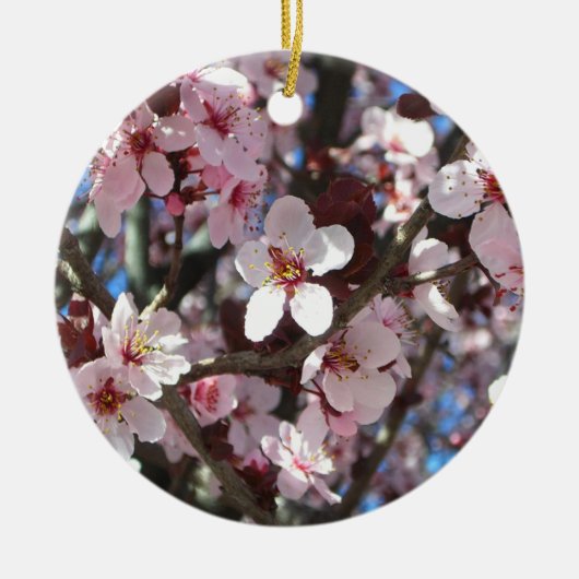 Branch of Pink Blossom Spring Floral Keramisch Ornament (Voorkant)