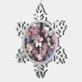 Branch of Pink Blossom Spring Floral Tin Sneeuwvlok Ornament (Rechts)