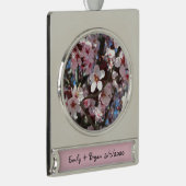 Branch of Pink Blossom Spring Floral Verzilverd Banner Ornament (Rechts)