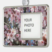 Branch of Pink Blossom Spring Floral Verzilverd Omlijst Ornament (Links)