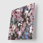 Branch of Pink Blossom Spring Floral Vierkante Klok (Hoek)