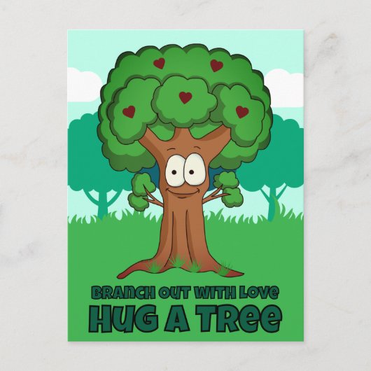 Branch out met liefde knuffel een boom briefkaart (Voorkant)