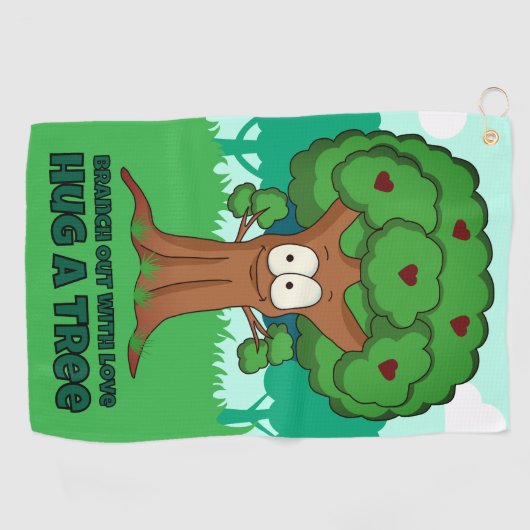Branch out met liefde knuffel een boom golfhanddoek (Horizontaal)