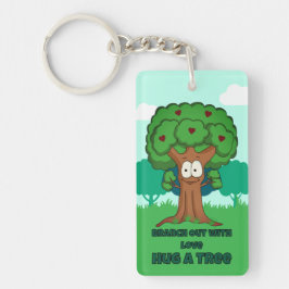Branch out met liefde knuffel een boom sleutelhanger