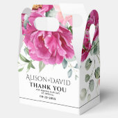 Branch, roze rozenbloemen zwarte typografie bruilo bedankdoosjes (Geopend)