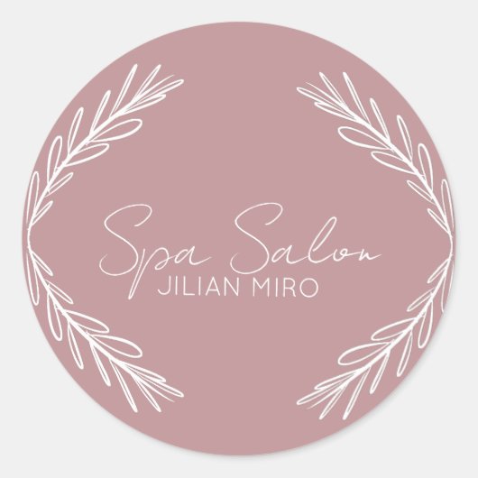 Branch Salon Beauty Studio Roze Ronde Sticker (Voorkant)
