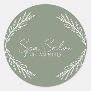 Branch Salon Beauty Studio Sage Green Ronde Sticker