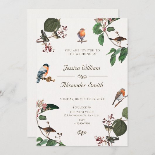 Branch verlaat Bird bruiloft Kaart (Voorkant / Achterkant)