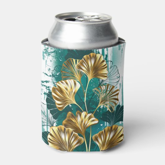 Branch with Golden Leaves Ginko Biloba Blikjeskoeler (Blikje Voorkant)