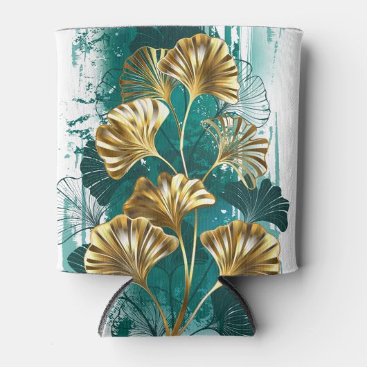 Branch with Golden Leaves Ginko Biloba Blikjeskoeler (Voorkant)