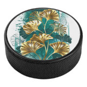 Branch with Golden Leaves Ginko Biloba Hockey Puck (3/4)